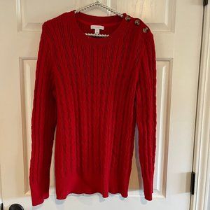 Charter Club Ladies Red Crew Neck Cable Knit Sweater Size XL